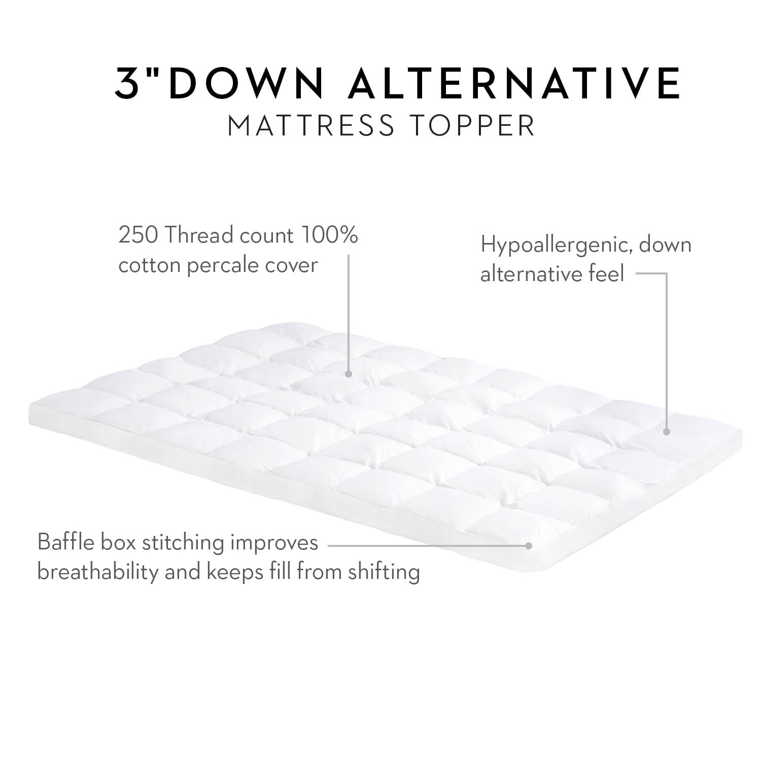 Malouf 3 Inch Down Alternative Mattress Topper Full Down Alternative Mattress Topper