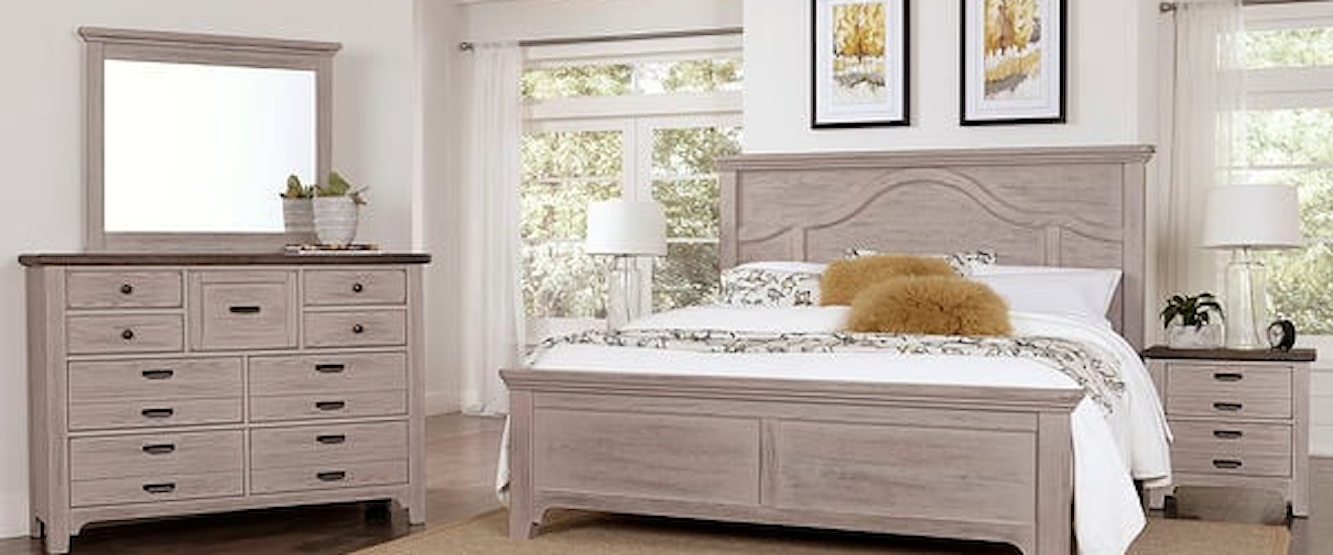 King Bedroom Dover Grey Mantel Bed