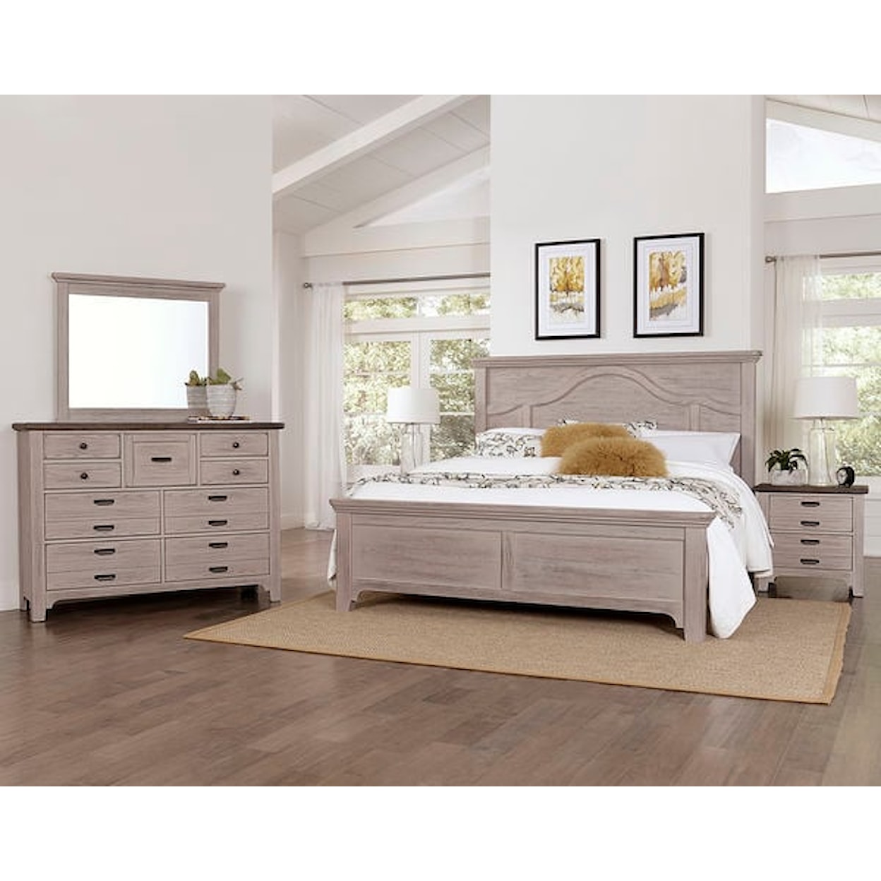 Laurel Mercantile Co. Bungalow King Bedroom Dover Grey Mantel Bed