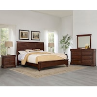 Transitional King Sleigh Bedroom Warm Cherry
