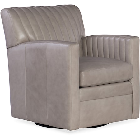 Contemporary Channel-Tufted Swivel Chair with 8-Way Hand-Tied Frame