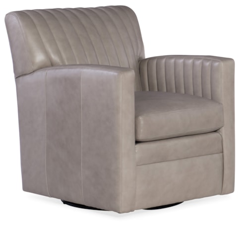 Contemporary Channel-Tufted Swivel Chair with 8-Way Hand-Tied Frame