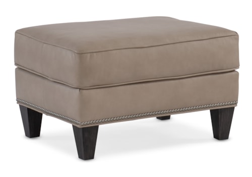 Transitional Ottoman with Nailhead Trim