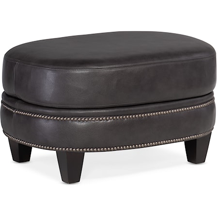 Transitional Oval Accent Ottoman with Nailhead Trim