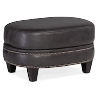 Transitional Oval Accent Ottoman with Nailhead Trim