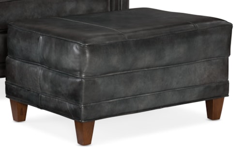 Transitional Ottoman with Wood Legs