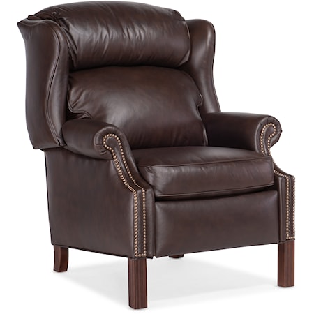 Traditional Power Reclining Wing Chair with Nailheads