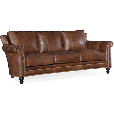 Traditional Stationary Sofa with Nailhead Trim