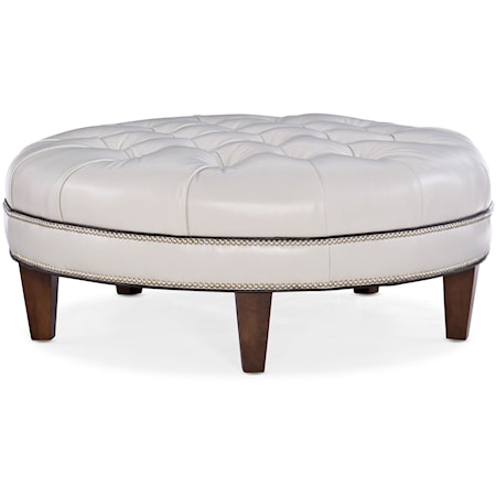 42 Inch Round Tufted Cocktail Ottoman
