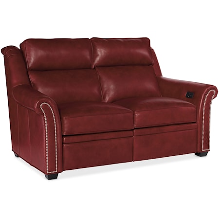 Transitional Double Reclining Power Loveseat