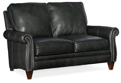 Transitional Loveseat with Rolled Arms