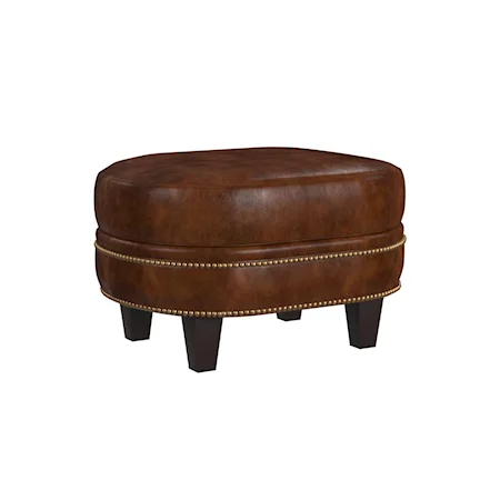 Transitional Oval Accent Ottoman with Nailhead Trim