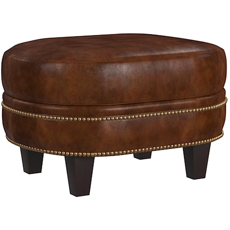 Transitional Oval Accent Ottoman with Nailhead Trim
