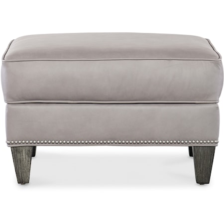 Transitional Ottoman with Nailhead Trim