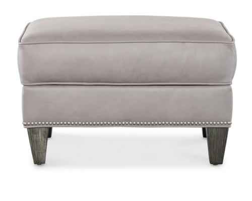 Transitional Ottoman with Nailhead Trim