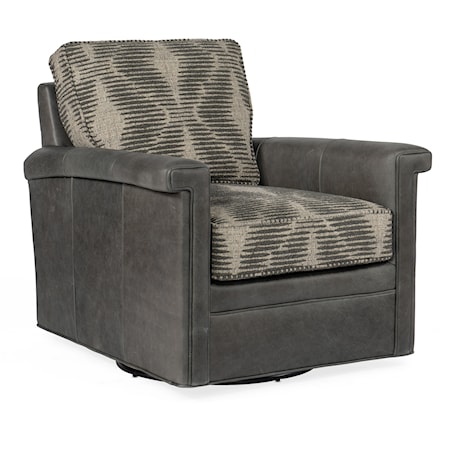 Transitional Swivel Chair with Deep Seat