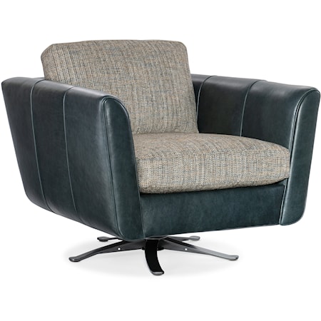 Contemporary Alora Swivel Chair with Flared Track Arms