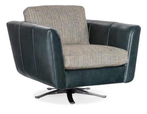 Contemporary Swivel Chair with Flared Track Arms