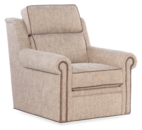 Transitional Swivel Chair with Nailhead Trim