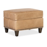 Transitional Ottoman with Wood Legs