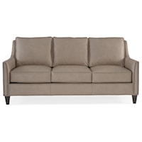 Transitional Leather Sofa w/ 8-Way Tie