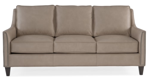 Transitional Leather Sofa w/ 8-Way Tie