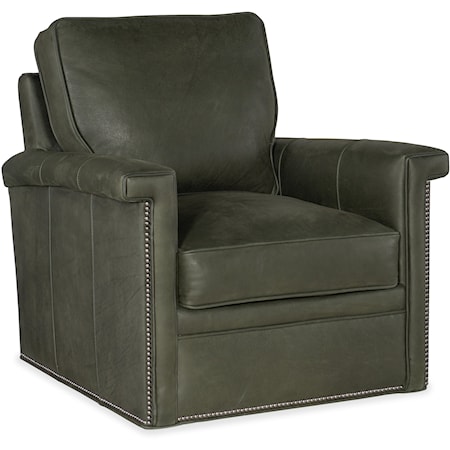Transitional Swivel Accent Chair with Key Arms