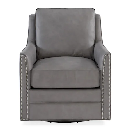 Transitional Leather Swivel Chair 8-Way Tie