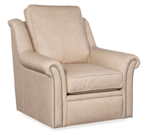 Transitional Swivel Chair with Nailhead Trim