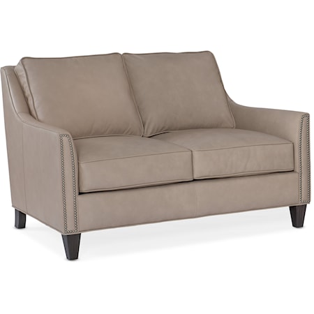 Transitional Leather Loveseat w/ 8-Way Tie