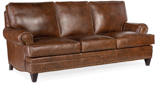 Traditional Stationary Sofa with Nailhead Trim