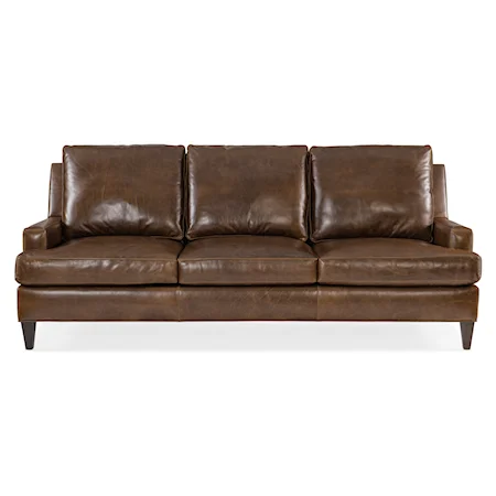 Transitional Leather Sofa 8-Way Tie
