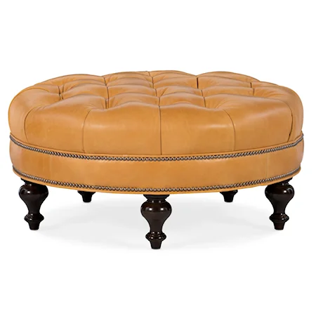 38 Inch Round Tufted Cocktail Ottoman