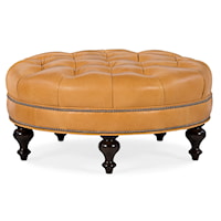 38 Inch Round Tufted Cocktail Ottoman