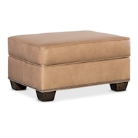 Transitional Ottoman with Wood Legs