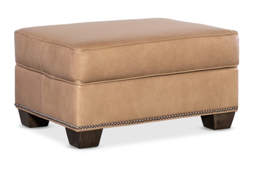 Transitional Ottoman with Wood Legs