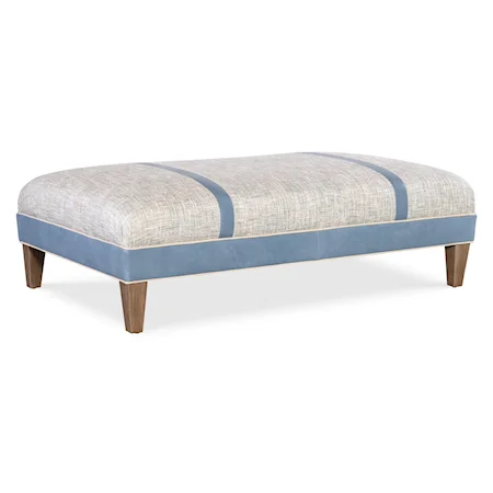 Transitional Extra Large Ottoman with Wood Legs