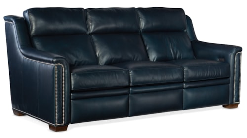 Transitional Reclining Sofa with Nailhead Trim