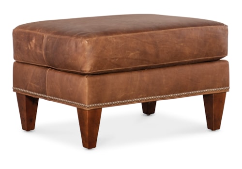 Traditional Ottoman with Wood Legs