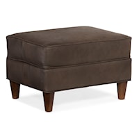 Transitional Ottoman with Wood Legs