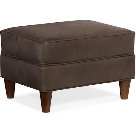 Transitional Ottoman with Wood Legs