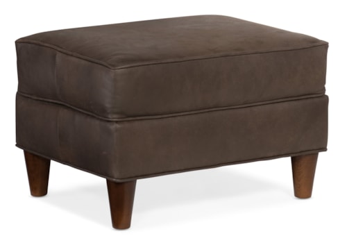 Transitional Ottoman with Wood Legs