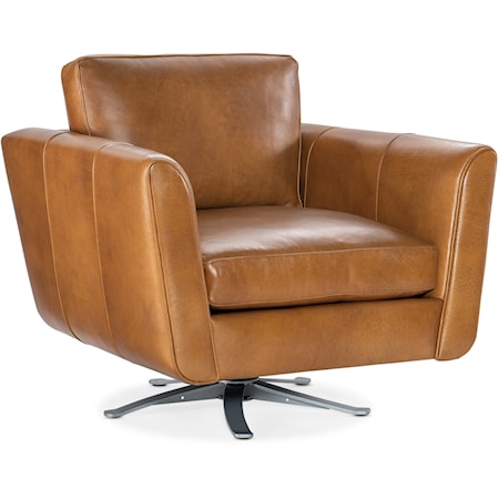 Contemporary Swivel Chair with Flared Track Arms
