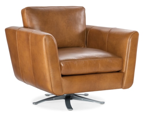 Contemporary Swivel Chair with Flared Track Arms