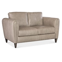 Transitional Stationary Loveseat with Track Arms