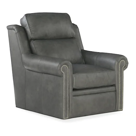 Transitional Swivel Chair with Nailhead Trim