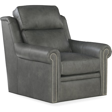 Transitional Swivel Chair with Nailhead Trim