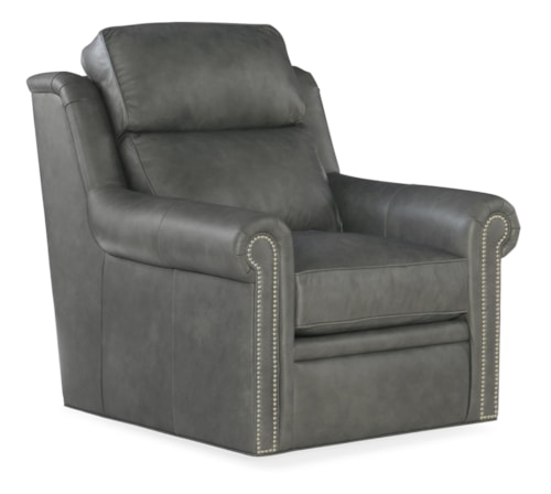 Transitional Swivel Chair with Nailhead Trim
