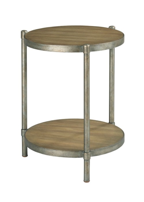 Transitional Round Accent Table with Shelf