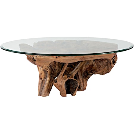 Root Ball Cocktail Table with Glass Top